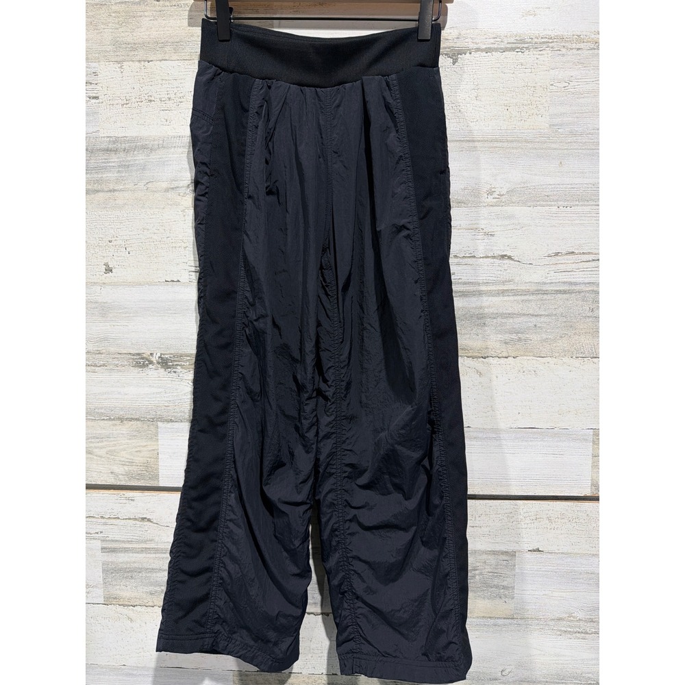 Old Navy Track Pants Girls 10/12 Black Mesh Trim Wide Leg Gorpcore EUC